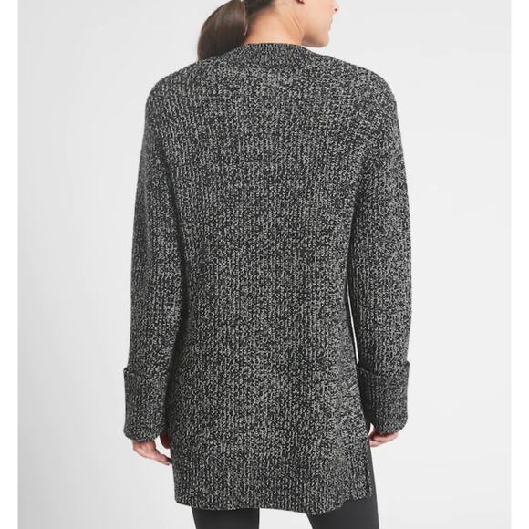 NWT Athleta Women's Shasta V-Neck Sweater Wool Blend Hi Low Black Marl Small New - Picture 4 of 11